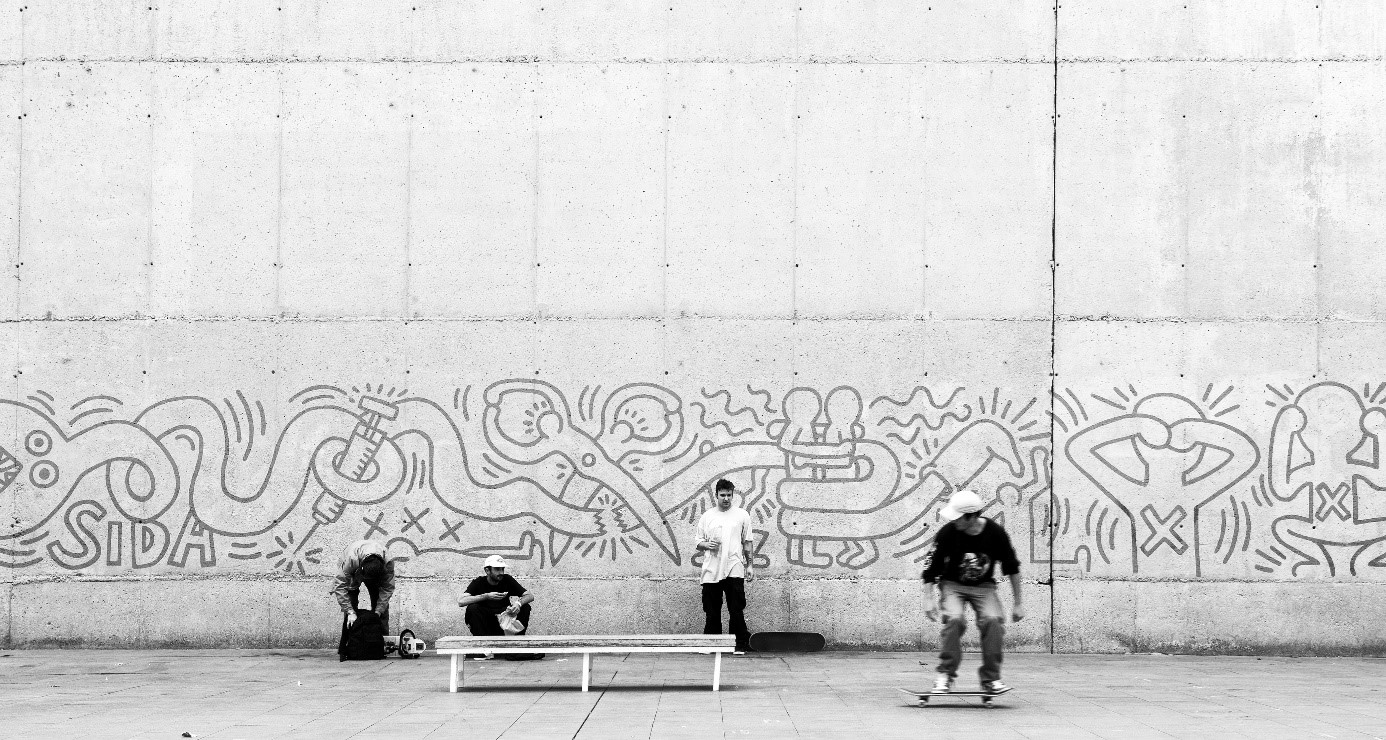 Keith Haring's mural represents his fight against AIDS