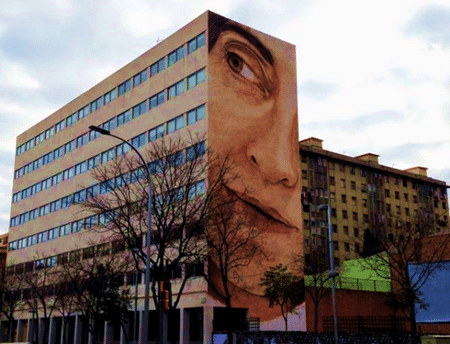 This mural, named Panorama, has an interesting backstory about some of the inhabitants of Barcelona